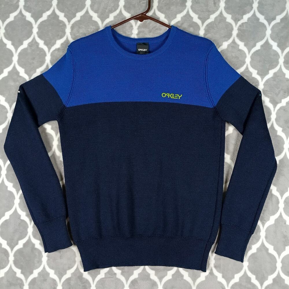 Oakley Knit Sweater Men Size Medium Blue Wool Blend Crewneck Made In‎ Italy